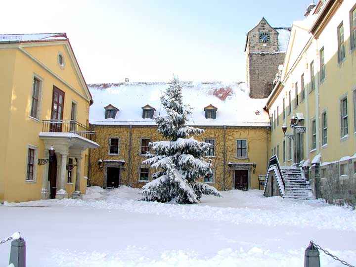 Schlossinnenhof im Winter in Ballenstedt am Harz