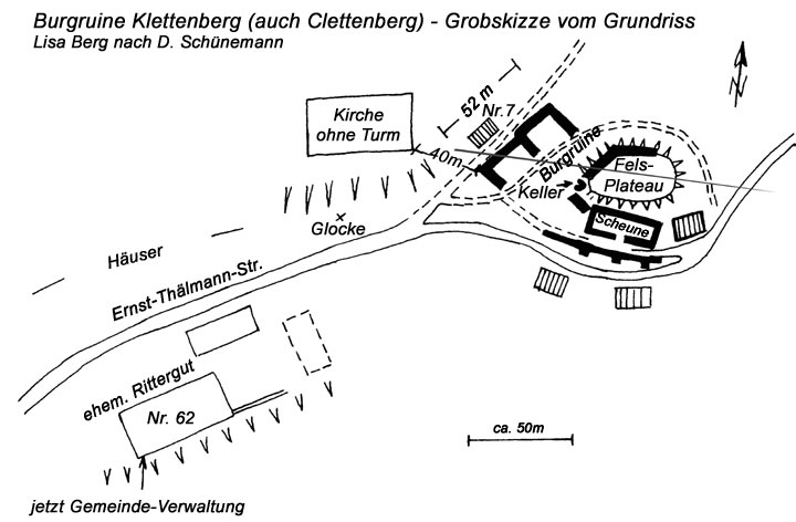 Burgruine Clettenberg Klettenberg Grundriss der Burg