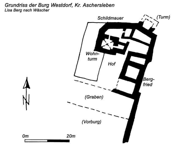Die Burg Westdorf bei Aschersleben Grundriss