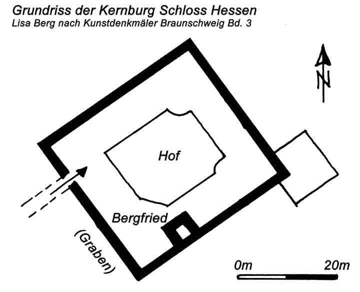 Schloss Hessen - Grundriss der Kernburg