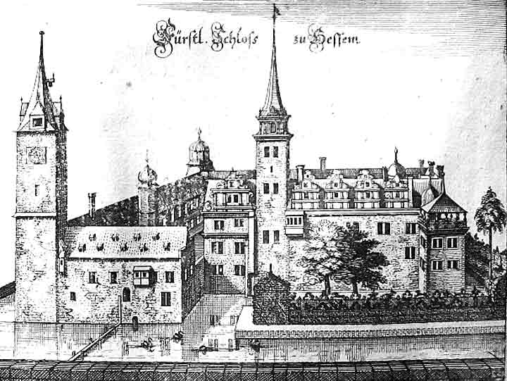 Schloss Hessen - Alter Stich aus dem 17. Jh.