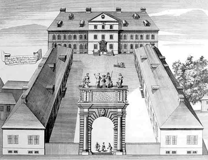 Die Wasserburg & das Schloss Hoym - Alter Stich