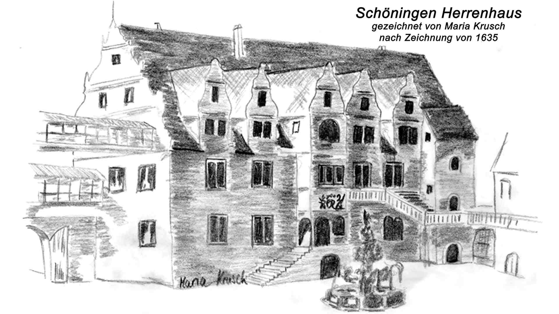 Schloss oder Herrenhaus Schöningen - Zeichnung nach 1635
