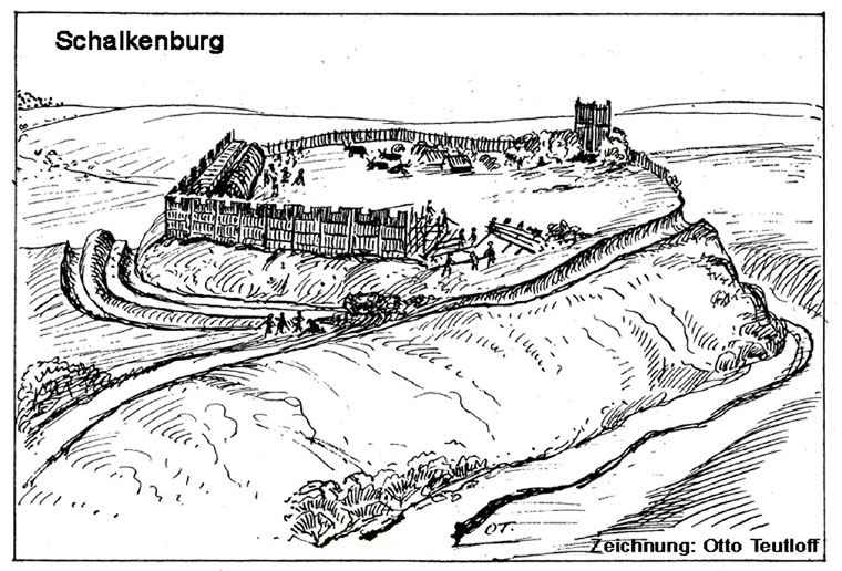 Die Schalkenburg bei Quenstedt - Zeichnung