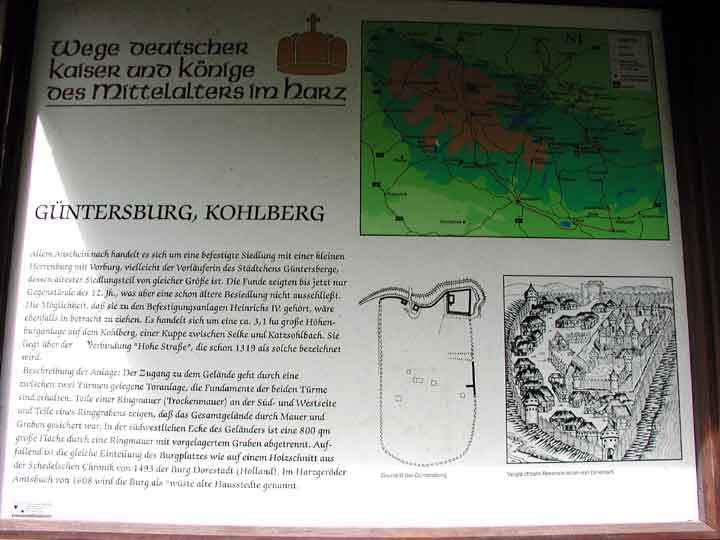 Infotafel Ehemalige Burg Güntersburg am Kohlberg bei Güntersberge