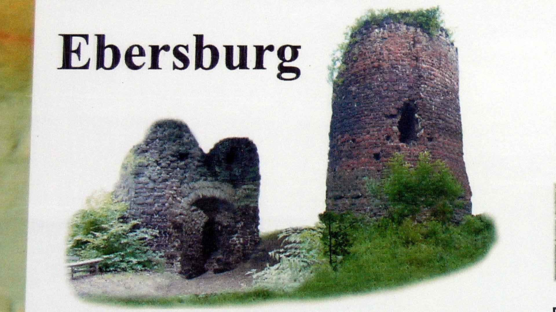 Infotafel mit Burgruine Ebersburg bei Neustadt