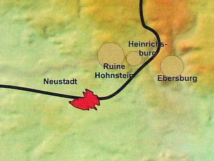 Lageplan Burgruine Ebersburg bei Neustadt und Herrmannsacker