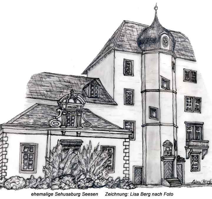Zeichnung der Sehusa Burg Seesen - heute Amtsgericht
