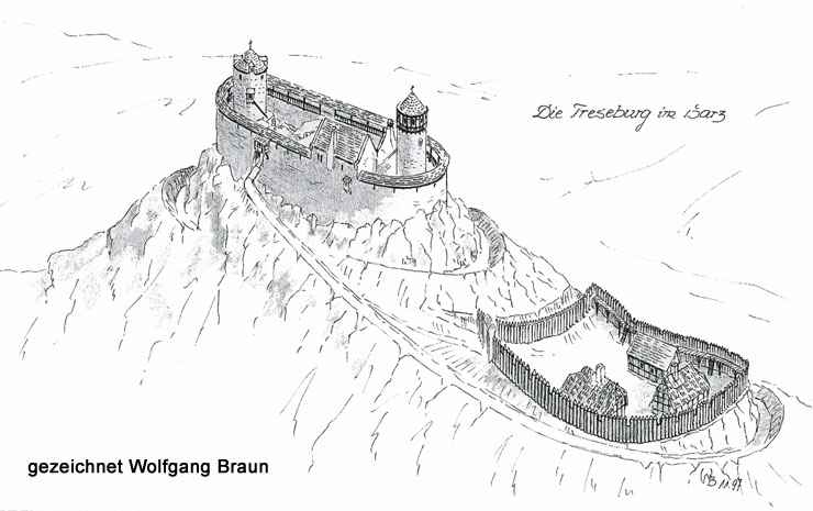 Burgruine Treseburg - Rekonstruktionszeichnung