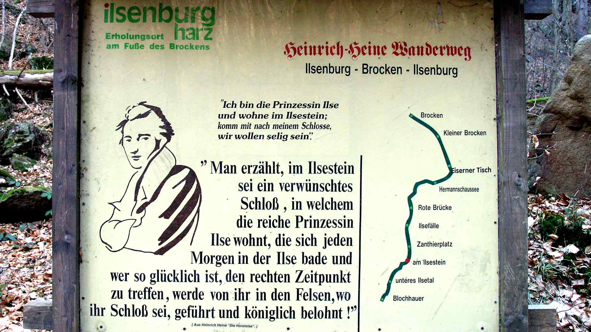 Heinrich-Heine-Wanderweg von Ilsenburg zum Brocken - Informattionstafel