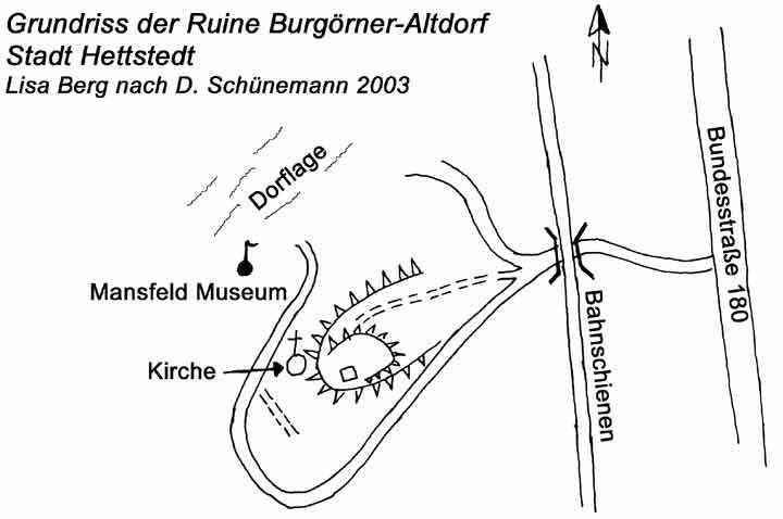 Lageplan Burgörner Altdorf bei Hettstedt