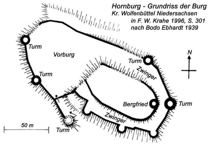 Grundriss der Burg Hornburg in Hornburg