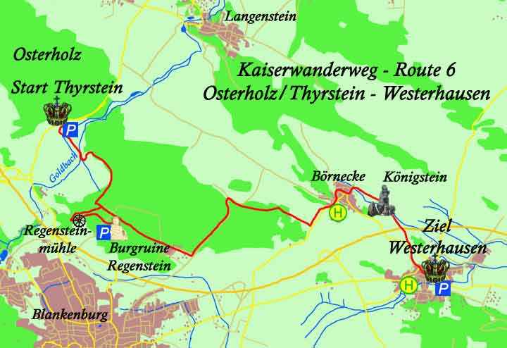 Route 6 Kaiserweg vom Osterholz nach Westerhausen