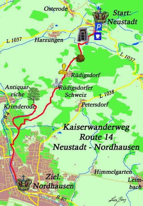 Route 14 Kaiserweg von Neustadt nach Nordhausen