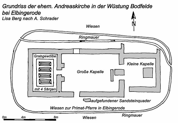 Grundrisszeichnung der Andreaskirche bei Elbingerode