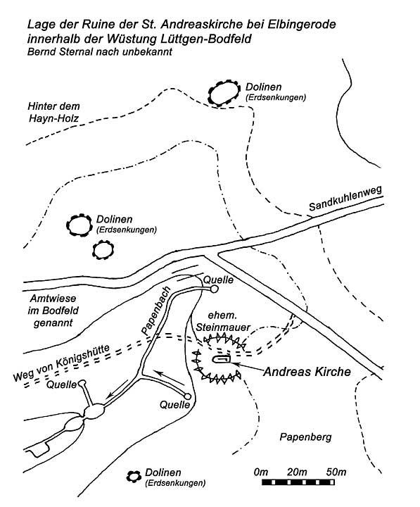 Lageplan der Andreaskirche bei Elbingerode
